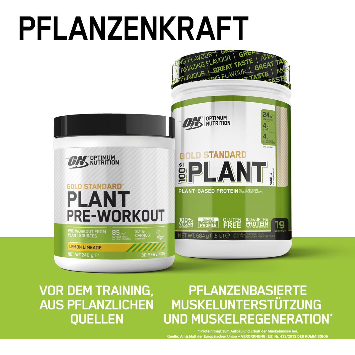 Optimum Nutrition Gold Standard Plant Pre-Workout, 240 g Dose, Lemon Limeade