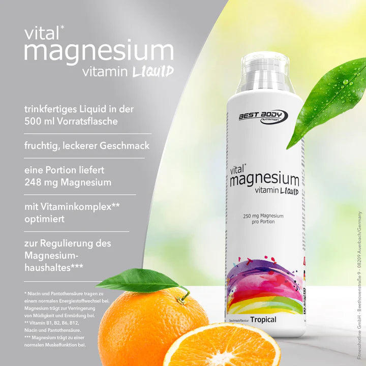Best Body MAGNESIUM VITAMIN LIQUID - TROPICAL - 500 ML FLASCHE