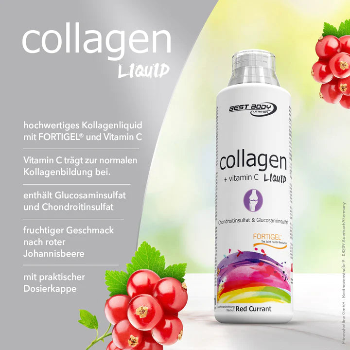 Best Body COLLAGEN LIQUID PLUS VITAMIN C - RED CURRANT - 500 ML FLASCHE