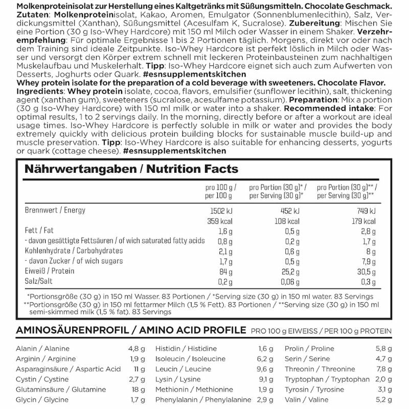 ESN Iso-Whey Hardcore 2500g